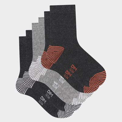 Pack of  3 pairs of mix and match children's socks Cotton Grey Style, , DIM