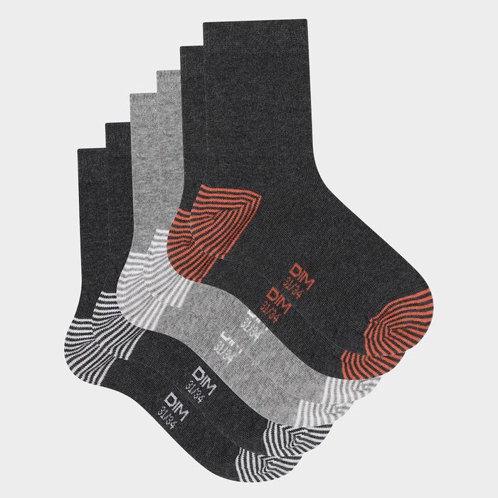 Pack de 3 pares de calcetines para niño mix and match gris Coton Style, , DIM