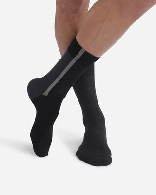Набор из 2-х пар мужских носков с цветными вставками Black Cotton Style, , DIM