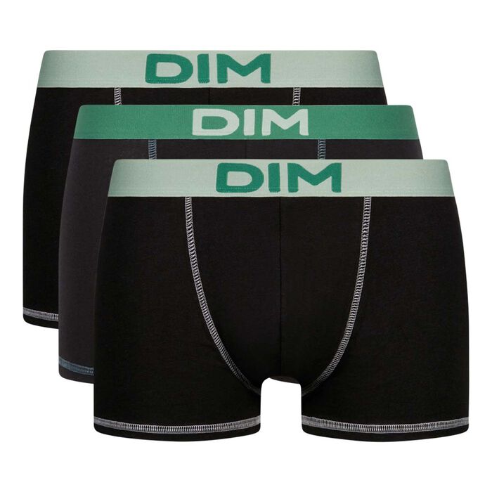 Pack of 3  Mix & colours men's Almond Green  boxers with coloured waistband, , DIM