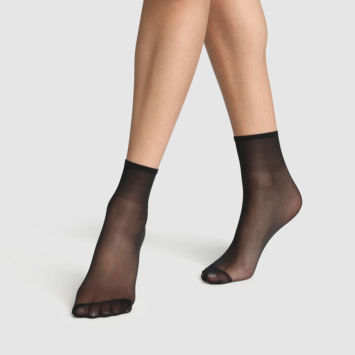 Комплект из 2 пар коротких носков Sublim 14D черного цвета с радужным блеском, , DIM