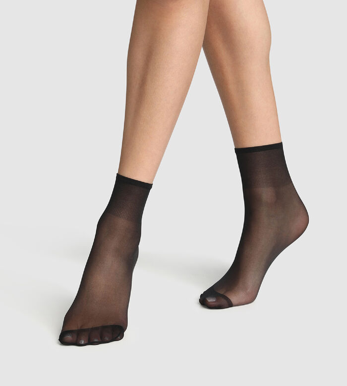 Комплект из 2 пар коротких носков Sublim 14D черного цвета с радужным блеском, , DIM