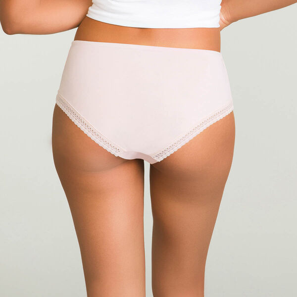 Women's microfiber shorty in Nude Pink Micro Lace Panty Box