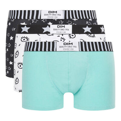 3-pack of men's stretch cotton boxers with a star eye pattern - Dim Vibes, , DIM