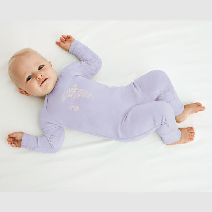 Pijama para bebé con cremallera en algodón orgánico con estampado de pájaros Dim Baby, , DIM