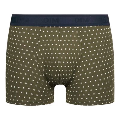 Dim Fancy Khaki men's boxer shorts in stretch cotton with polka dots, , DIM