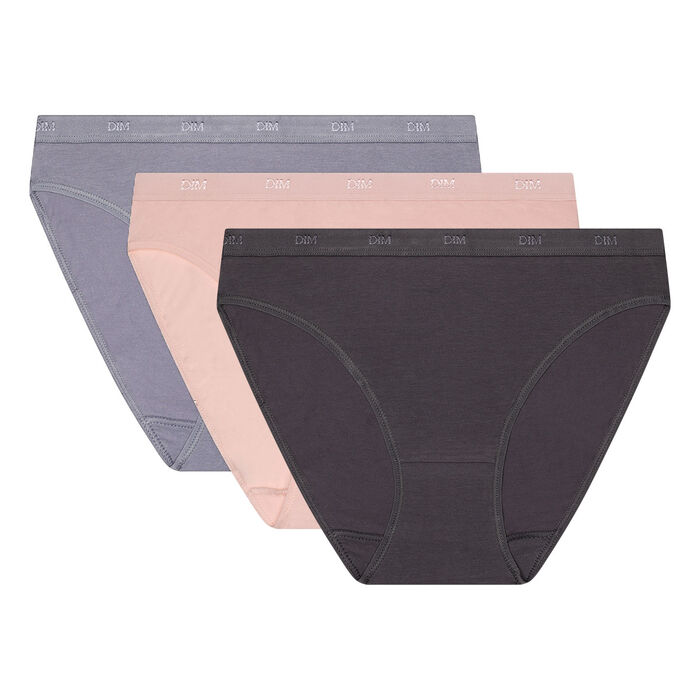 Комплект из 3 трусиков-слипов Les Pockets EcoDIM серо-коричневого, розового и серого цвета, , DIM