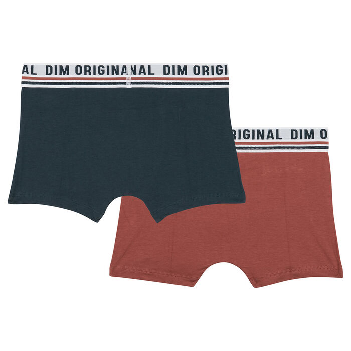 Lot de 2 boxers coton stretch Bleu Rouge ceinture rétro Dim Originals, , DIM