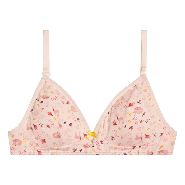 Les Pockets forest pattern cotton wireless bra for girls Pink, , DIM