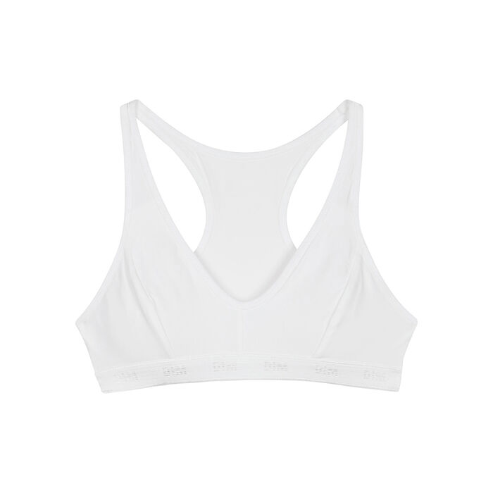 Dim Sport Girl's stretch White cotton bra with silver print