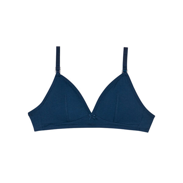 Skin Care wireless marine blue triangle bra in organic cotton
