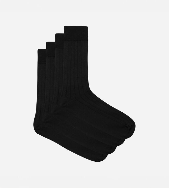 Lot de 2 chaussettes noires en fil d'Ecosse Homme, , DIM