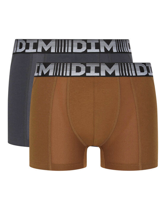 3D Flex Air Pack of 2 men's brown-grey anti-perspirant boxers, , DIM