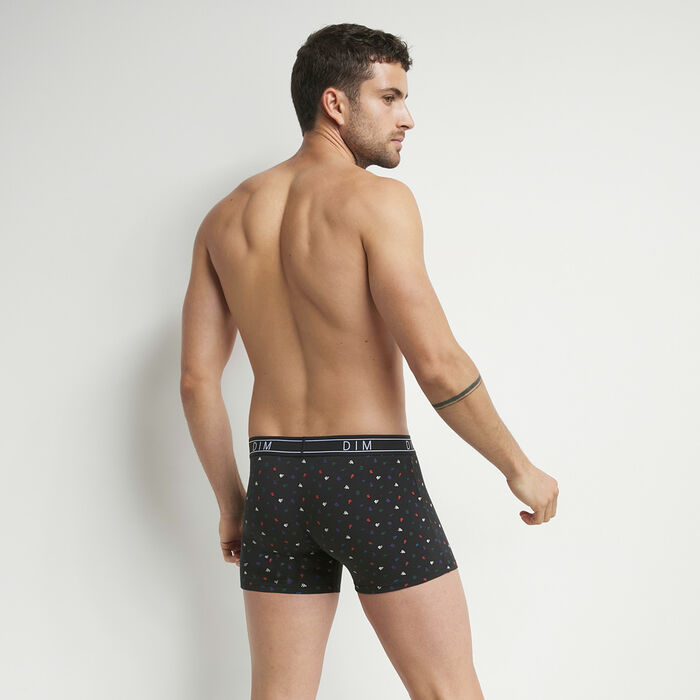 Men's boxers shorts in stretch cotton with message print Black Dim Fancy, , DIM