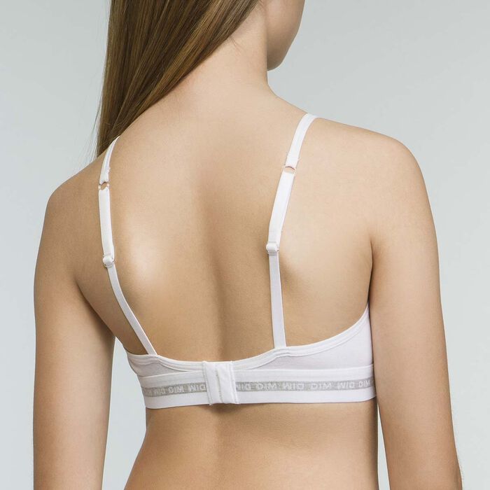 Girl's white stretch cotton sports bra Dim Sport, , DIM