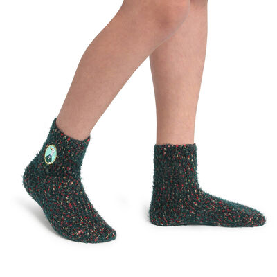 Mixed combed cotton socks with goose print in green Color Sox, , DIM