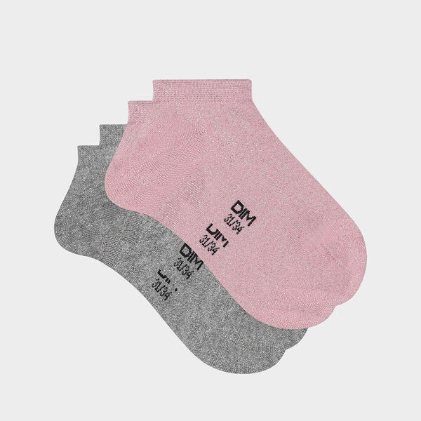 Pack de 2 pares de calcetines bajos para niña de algodón y lurex rosa Coton  Style