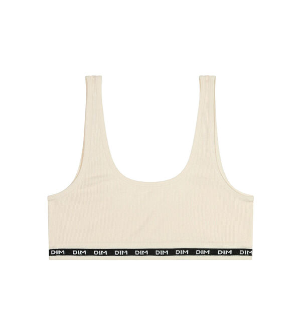 Girls' ribbed fabric bralette in Beige Ivory Dim Icons