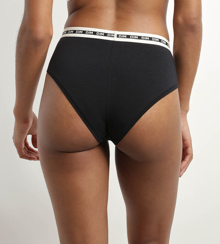 Women's Black modal cotton shorty with contrasting waistband Dim Icon Essentiel, , DIM