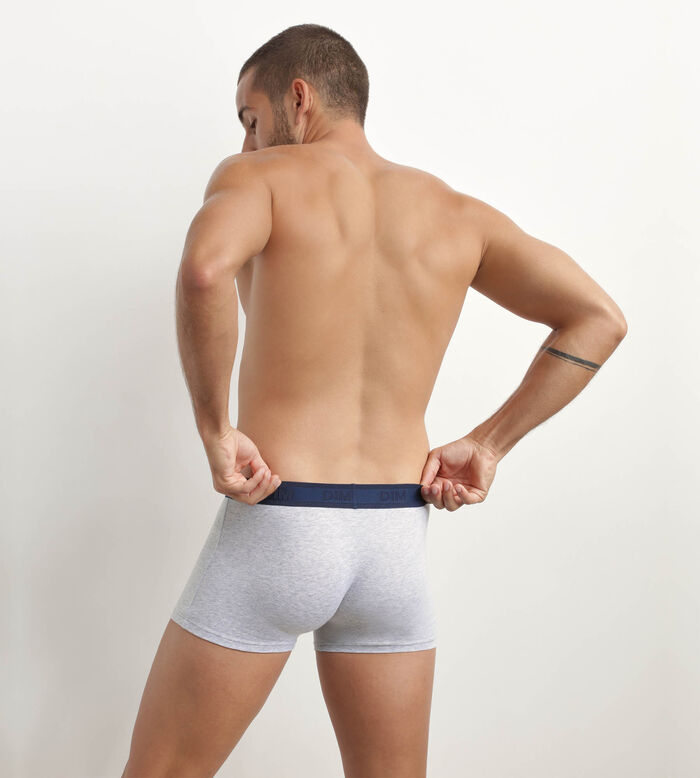 Men's Grey stretch cotton boxer briefs with contrasting waistband  Dim Fancy, , DIM
