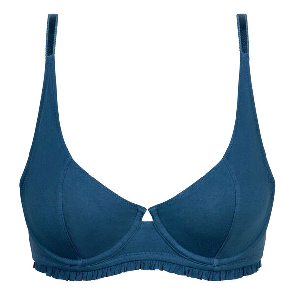 Dim Serenity Blue Cotton full cup bra with square neckline
