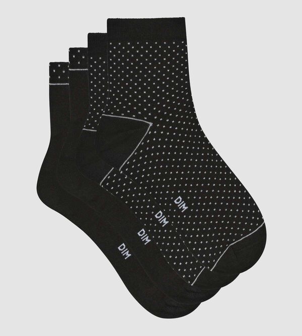 Pack of 2 pairs of black women\'s socks in organic cotton with polka dots  Dim Good