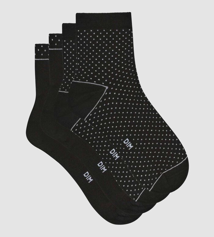 Pack of 2 pairs of black women's socks in organic cotton with polka dots Dim Good, , DIM