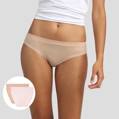 2 pack women's briefs in Nude Pink and Beige Body Move, , DIM