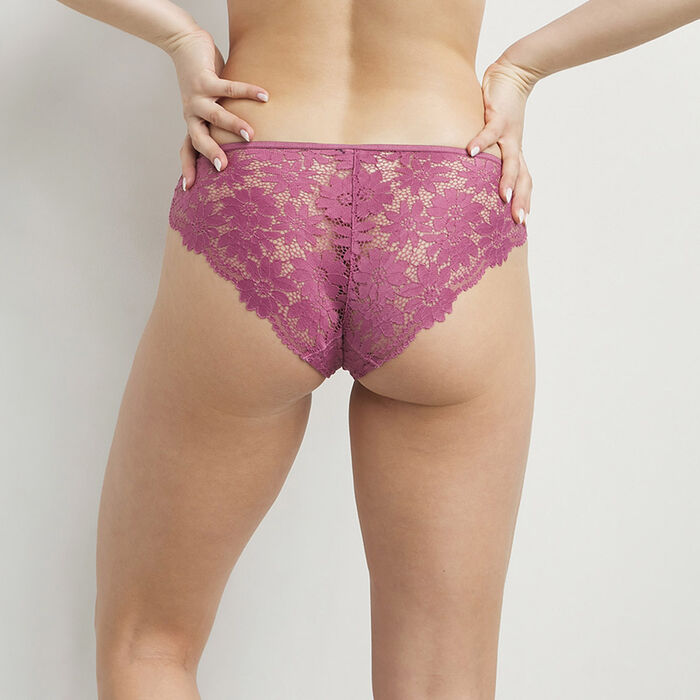 Women's Daily Glam Amethyst floral cutout lace knickers, , DIM