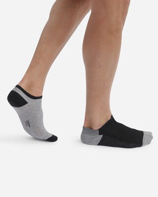 Набор из 2-х пар укороченных мужских носков в стиле пэчворк Black Cotton Style, , DIM