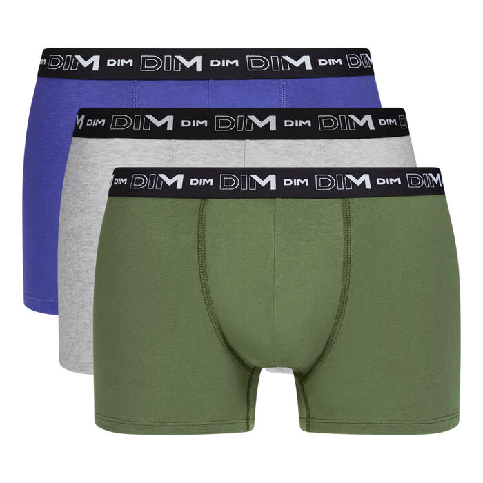 3er-Pack Boxershorts aus Stretch-Baumwolle kobaltblau/grau/waldgrün, , DIM