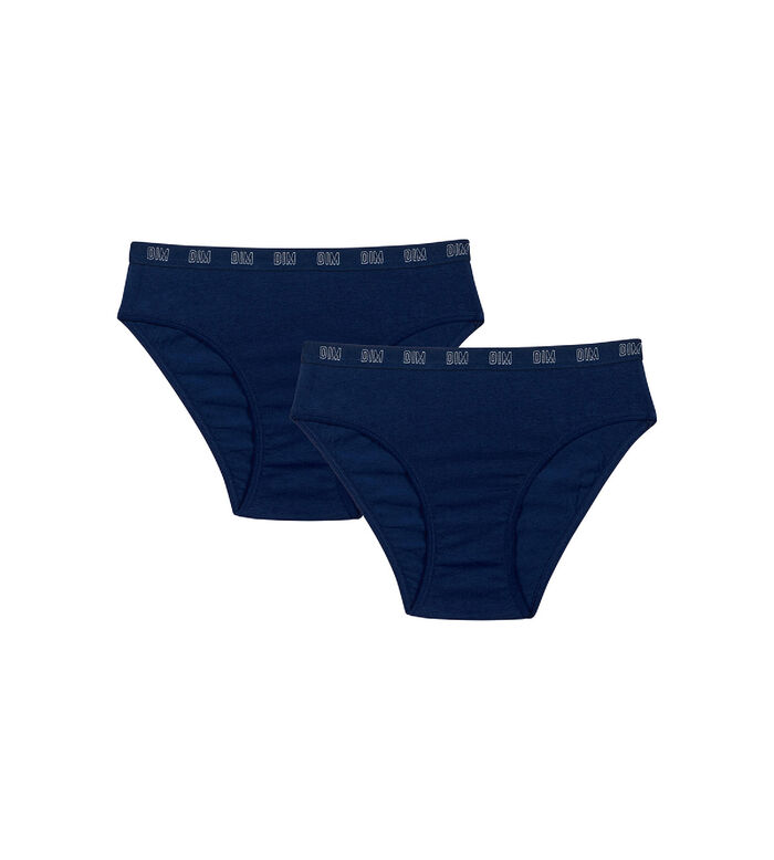 Dim Skin Care Pack of 2 Navy Blue girls' organic cotton knickers