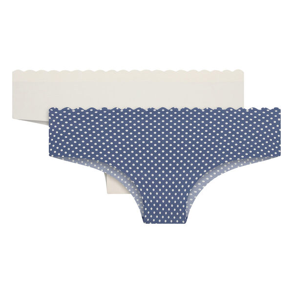 2 Pack Body Touch Microfiber Hipster Briefs Blue Polka Dot and Pearl