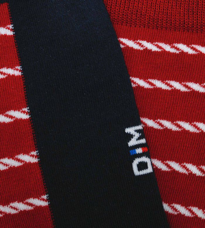Men's socks made in France in red colourwith a striped pattern Monsieur Dim, , DIM