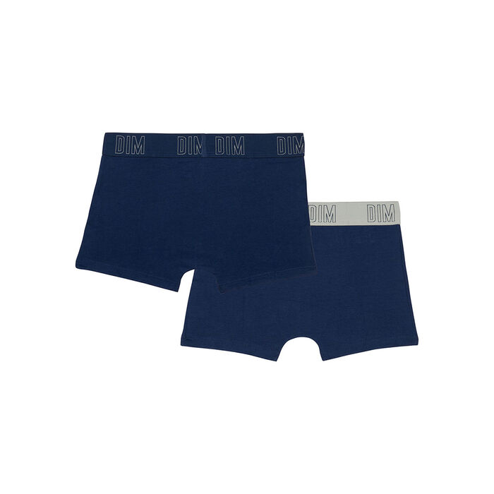 Dim Skin Care Pack of 2 boys' boxers in Navy Blue organic cotton, , DIM