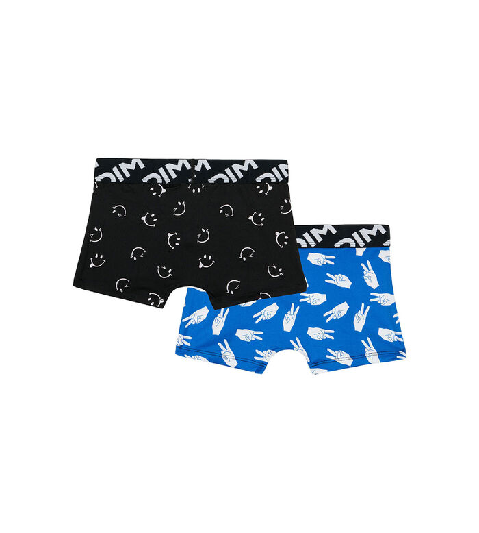 Dim Micro Pack of 2 boys' boxers in recycled microfibre with peace motif, , DIM