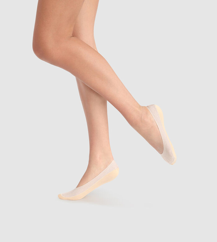 Dim InvisiFit beige lurex fancy foot protector, , DIM