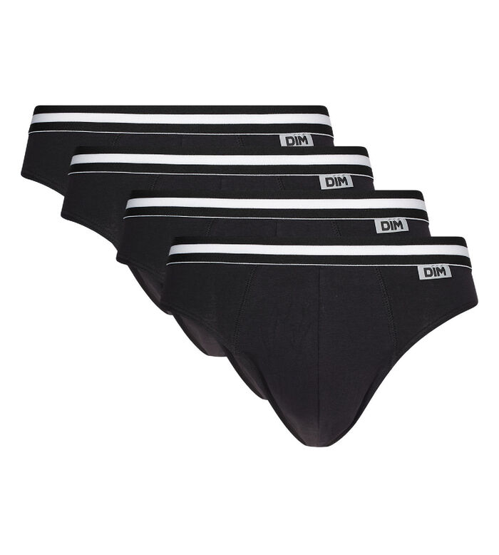 4er-Pack schwarze Slips aus Stretch-Baumwolle - EcoDIM, , DIM