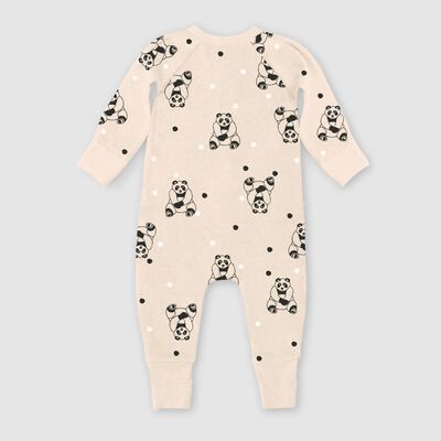 Dim Baby Zip up baby pyjamas with black panda velvet, , DIM