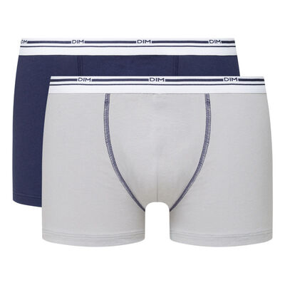 Pack of 2 stretch cotton boxers Steel and Prussian Blue Classic Colors, , DIM