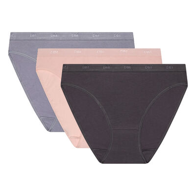 Комплект из 3 трусиков-слипов Les Pockets EcoDIM серо-коричневого, розового и серого цвета, , DIM