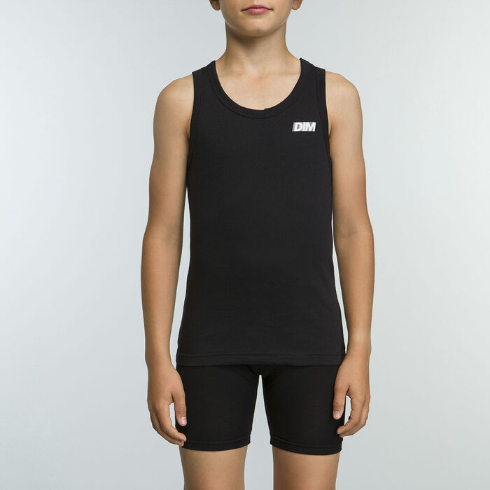Schwarzes Jungen-Sportunterhemd aus 100 % Baumwolle - Basic Sport, , DIM