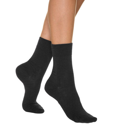 Black woollen women’s socks, , DIM