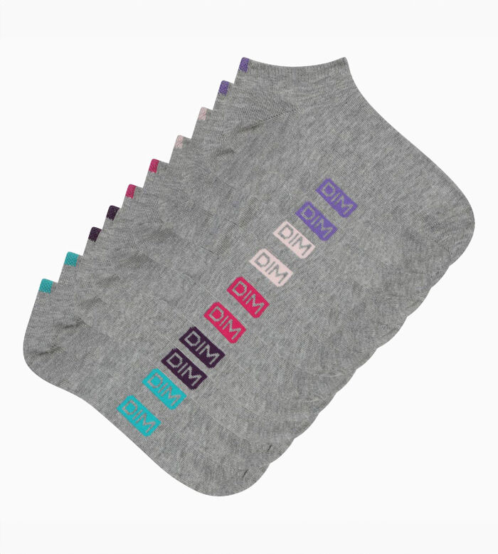 Pack de 5 calcetines bajos de mujer gris con marcas de colores EcoDimPack, , DIM