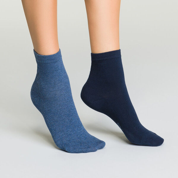 Women's Basic Cotton Socks in Navy Blue and Blue Jeans