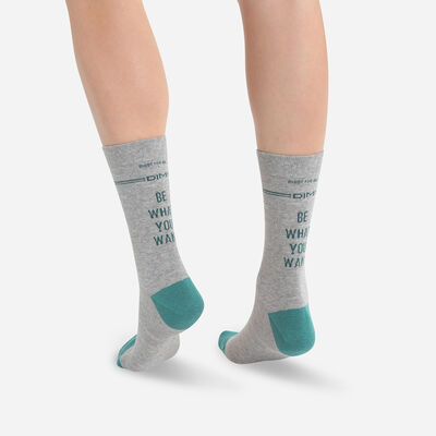 Men's cotton sock with Gray Dim Originals inscriptions, , DIM