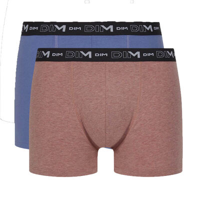 Pack of 2 men’s cotton stretch nude blue boxers with graphic waistband, , DIM