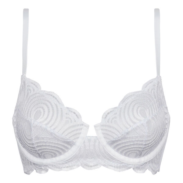 Dim White Mod wave lace underwired full cup bra