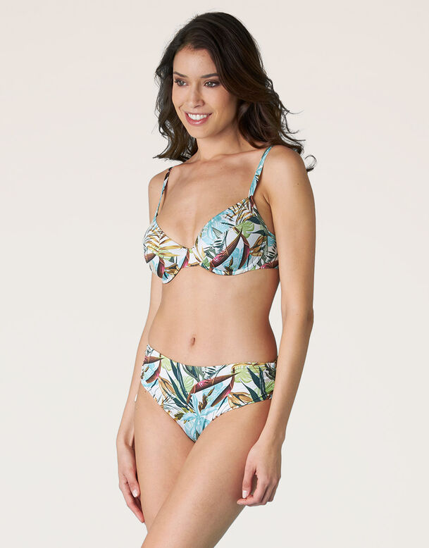 Tropical-print underwired bikini top, , DIM