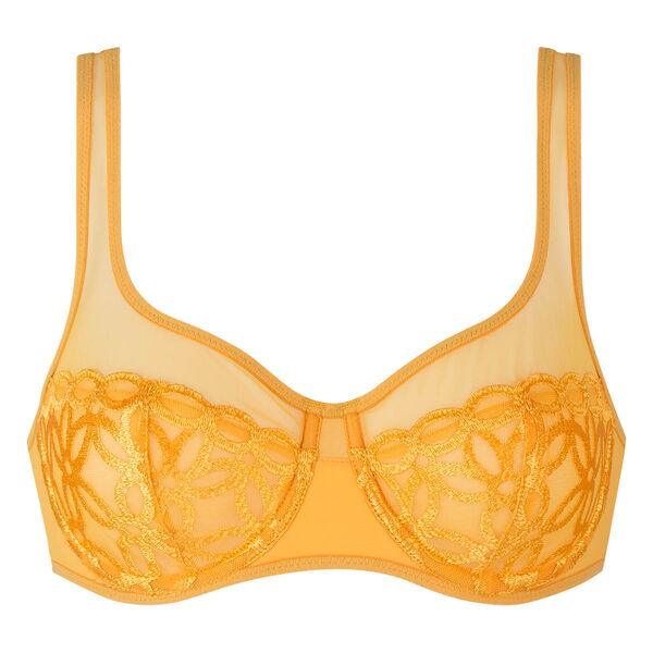 Golden yellow underwired and embroidered bra Generous Mod by Dim